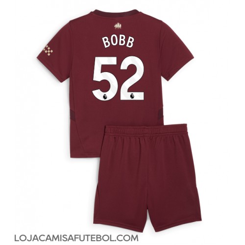 Camisa de Futebol Manchester City Oscar Bobb #52 Equipamento Alternativo Infantil 2024-25 Manga Curta (+ Calças curtas)